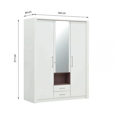 szafa z drzwiami uchylnymi NYSZ-3D2S  
szer. 164 cm / gł. 64 cm / wys. 211 cm