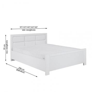  łóżko z tapicerowanym wezgłowiem, bez pojemnika NYT 
  szer. 147 cm / gł. 208 cm / wys. 95 cm 