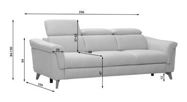 Sofa z funkcją spania Hampton SOF.3,5W N
Szer. 236 / Gł. 109 / Wys. 100 cm
Powierzchnia spania: 120x198 cm