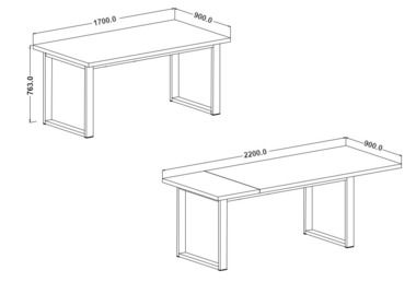 Stół rozkładany 92
szer.170-220 / wys. 76,3 / gł. 90 cm
