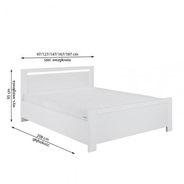 łóżko z oświetleniem, bez pojemnika NYL / z pojemnikiem NYLP 
szer. 187 cm / gł. 208 cm / wys. 95 cm 